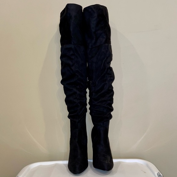 New Black Over The Knee Stiletto Boot - Picture 2 of 3